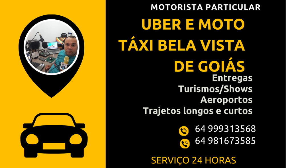 Uber e Moto Táxi Bela Vista de Goiás e esta com atividades na cidade peça sua corrida pelo wwhaspp 64 999313568 corrida de carro á partir 10 reais, corrida de moto á partir 8 reais, fazemos corrida longe e curta e fazemos pequenas entregas